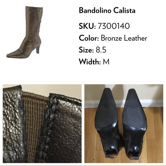 BANDOLINO Calista Mid-calf Leather Boot Bronze 8.5 - Picture 2 of 8